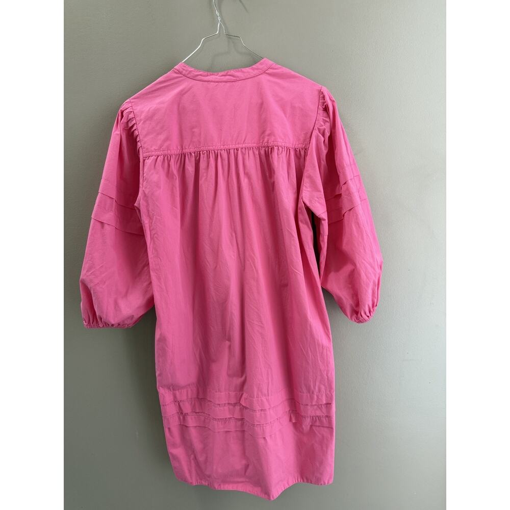 MAUDE VIVANTE Pink Dress Puffed Sleeves Size L V-Neck Cotton Cotttagecore - Picture 9 of 9